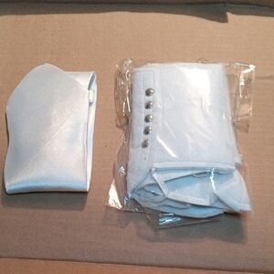 Elegant White Costume Satin Tie and Spat/Cuff Set